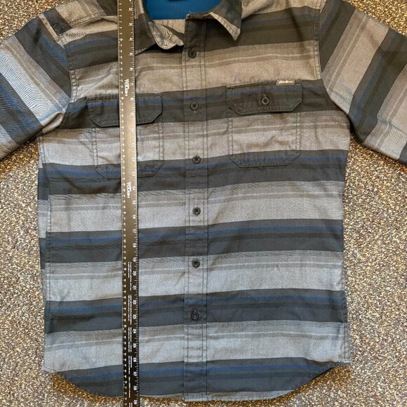 Eddie Bauer Striped Button-Up Shirt Black Gray Blue Size Medium - Picture 5 of 5